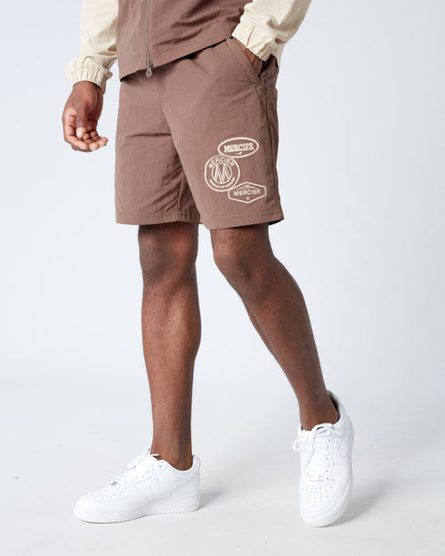 Brown Angle Badge Shorts