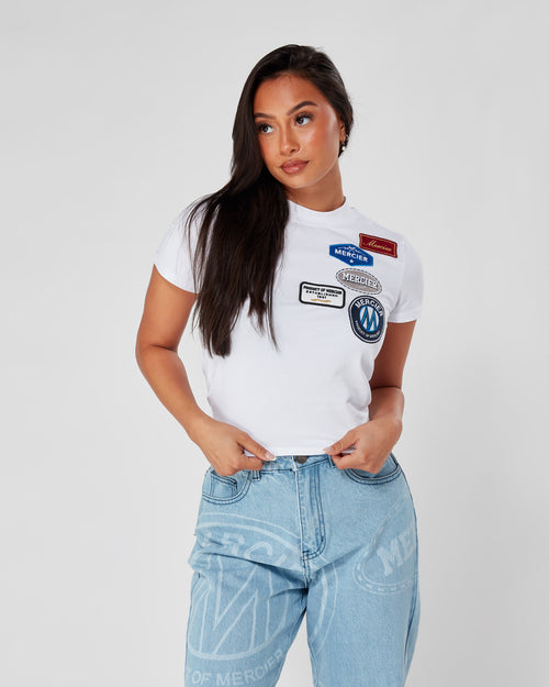 Womens White OG Badge Fitted Tshirt