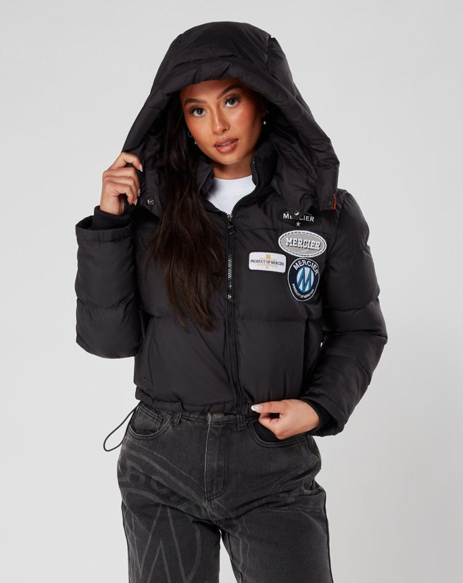 Womens Black OG Cropped Puffer Jacket – MERCIER