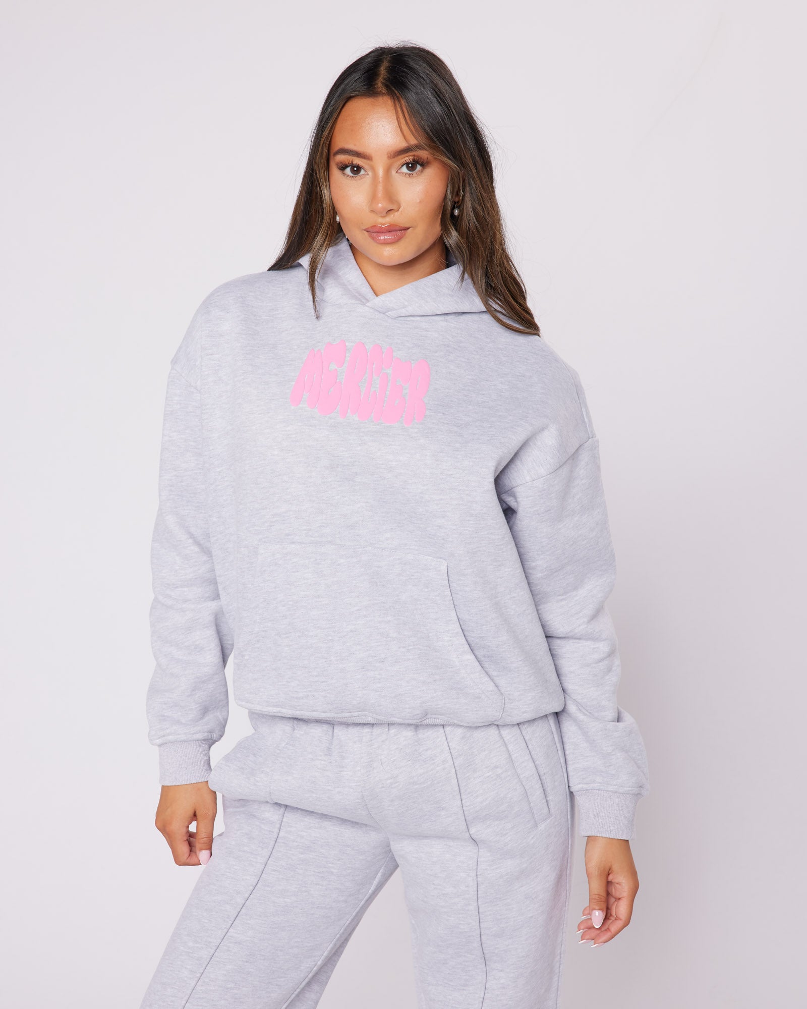 Grey pink hoodie online