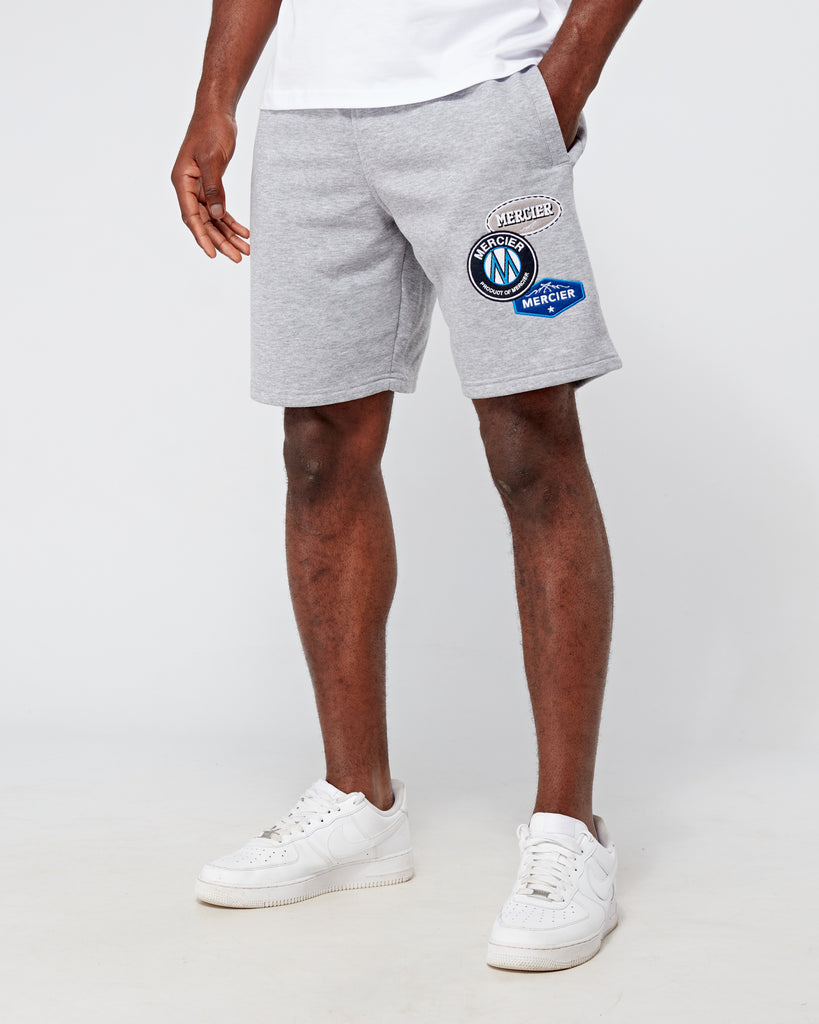 mens mercier og badge shorts grey marl