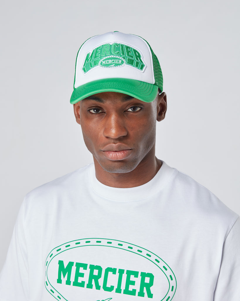 mens mercier green white foam trucker cap
