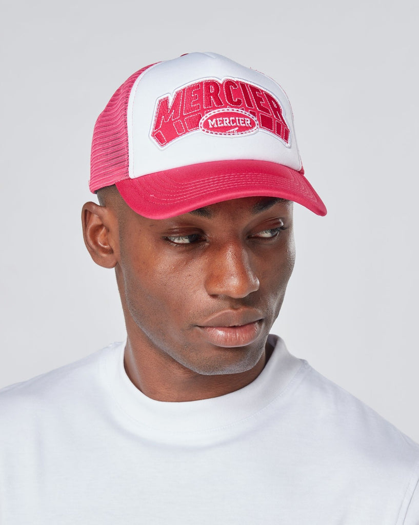 mens mercier pink white foam court trucker cap