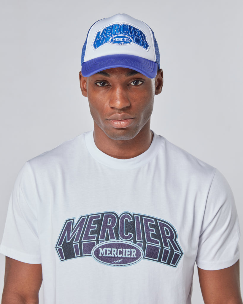 mens mercier purple white foam trucker cap