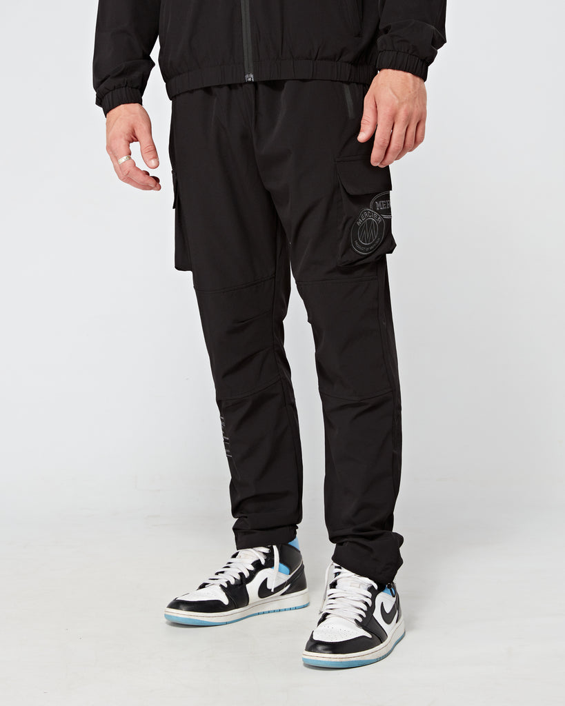 mens mercier black tonal badge cargos