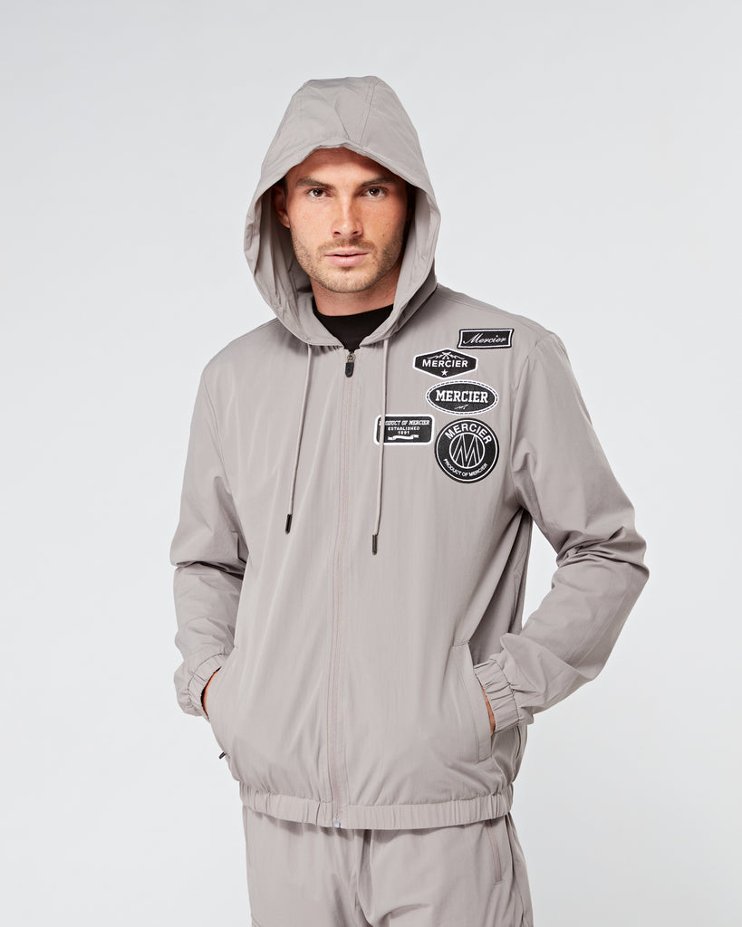 mens mercier mono badge windbreaker steel grey