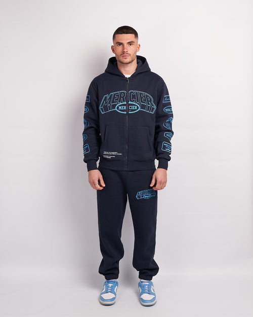 Navy Placid Blue Compton Zip up Hoodie