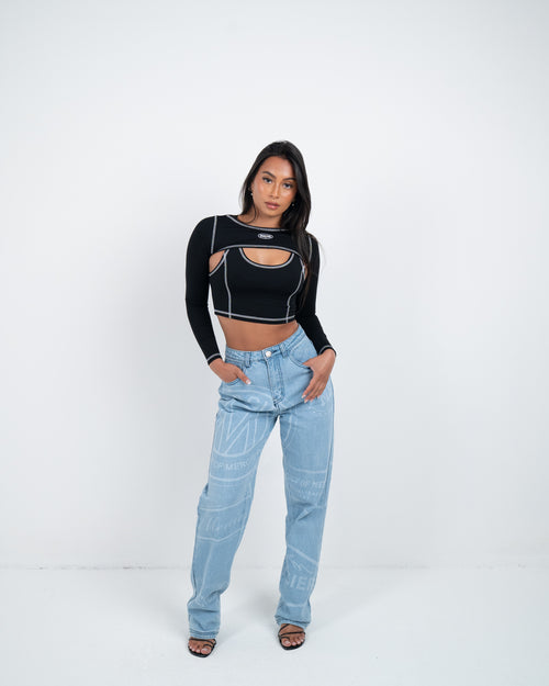 Womens Black Maison Two Piece Top