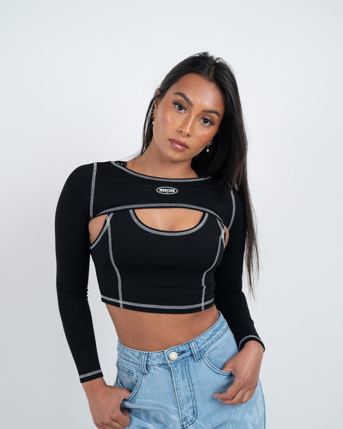 Womens Black Maison Two Piece Top