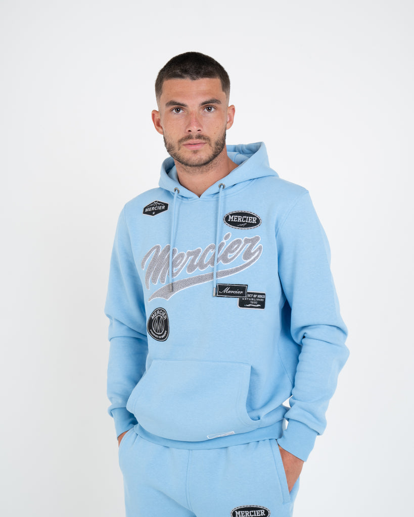 mens mercier teams badge hoodie sky blue