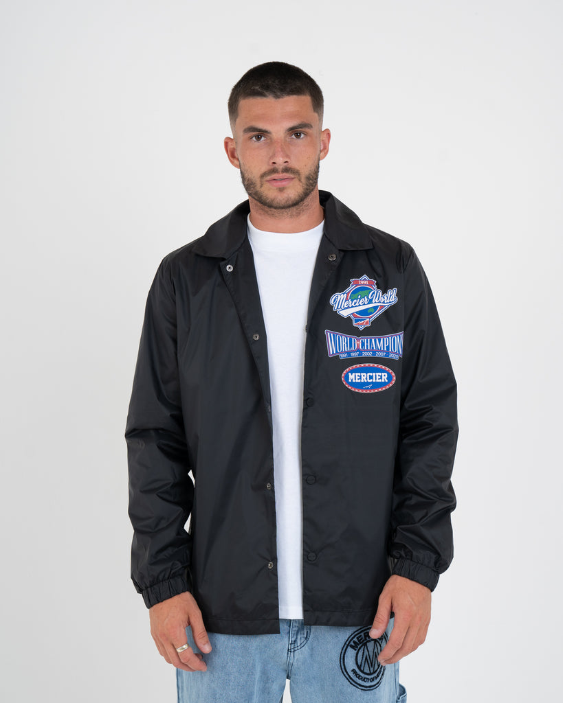 Black Mercier Badged Coach Jacket