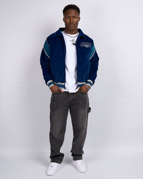 Navy Mercier Court Velour Track Top