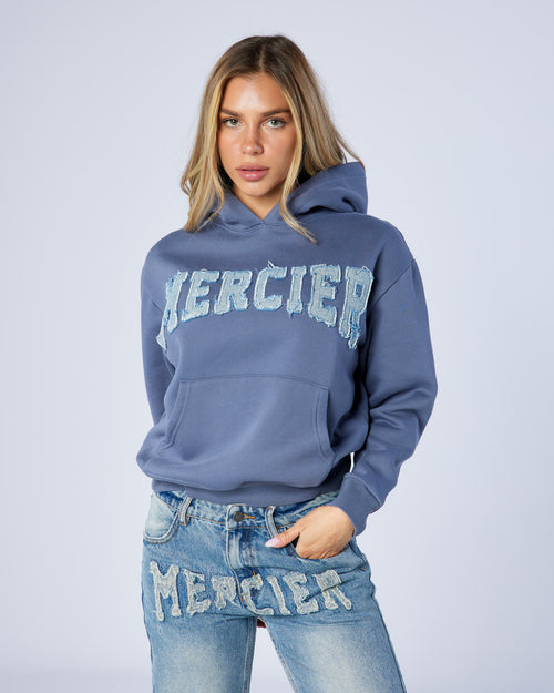 Womens Raw Edge Denim Hoodie