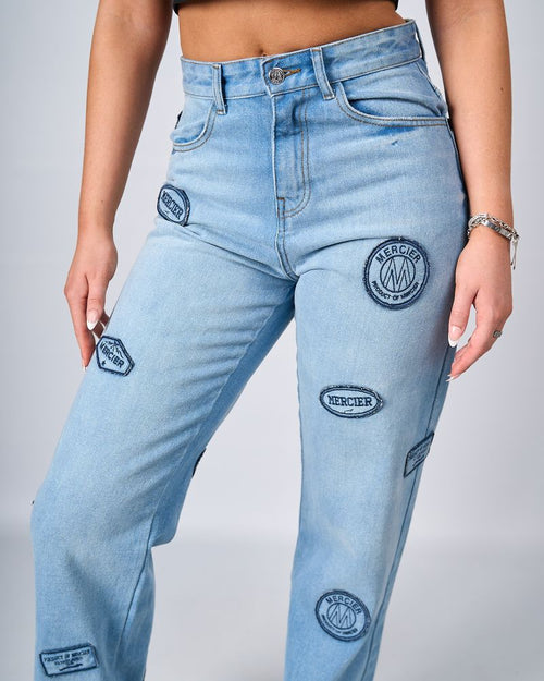 Womens Light Wash Badge Jeans