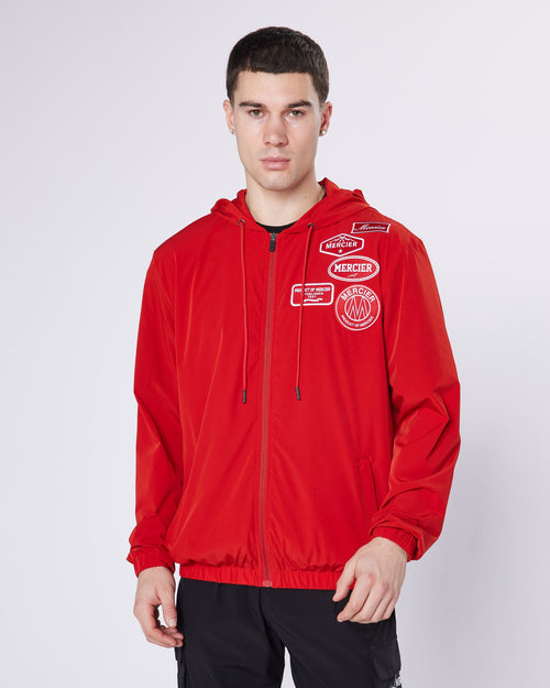Red Mono Badge Windbreaker